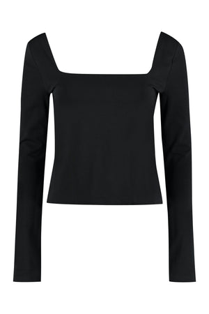 Long sleeve stretch cotton t-shirt-0